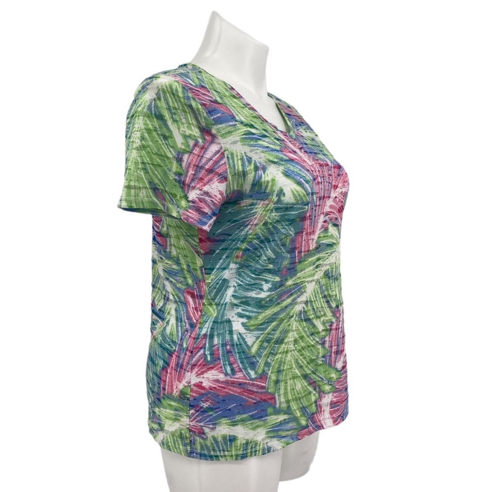 Reel Legends Colorful Palm Burnout V-neck Tee XL - Picture 4 of 9